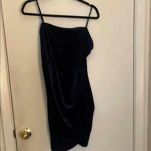 Elegant Velvet Navy Blue Dress Homecoming. Mini.